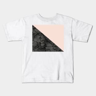 Peach and black dark marble Kids T-Shirt